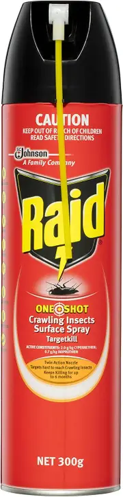 Raid One Shot Crawling Insects Surface Spray Targetkill, Insect Spray with Protective Barrier up to 6 Months, Targeted Nozzle, 300g, 1 Count