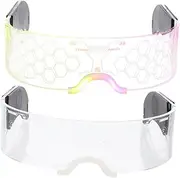 [Totority] 2pcs Glowing Glasses Flashing Eyeglasses Glasses Women Retro Sunglasses LED Visor Glasses Circle Sunglasses Punk Funny Orange Sunglasses Glow Cool Stuff Acrylic
