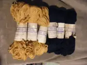 Vintage Lot of Columbia Minerva Lustra Sparkletone Yarn Wool/Rayon 3 Blue 3 Gold