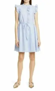 Ted Baker - BEYONC - Stand Collar Ruffle Neck Shift Dress- White- Sz5=US14- NWT