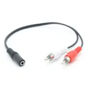3.5mm Stereo to 2 RCA Cable for Mocrophone 25cm Length Amplifier
