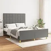Bedroom Furniture Bed Frame Without Mattress Dark Grey 137x187 cm Double Fabric