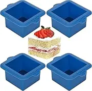 webake Mini Cake Mould Square Silicone Square Baking Mould 4 Pieces 3 Inch Soap Mould for Small Cakes, Muffins, Cupcakes, Soap, Jelly