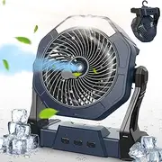 Ausic Portable Misting Fans for Outside, Outdoor Cooling Fan for Patios, 8 Inch Battery Operated Rechargeable Fans, Water Spray Fan with Light for Travel Beach Camping Essential