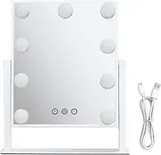 Vanity Mirrors with Lights,Vanity Mirrors with 9/12 LED Bulbs | Wall Cosmetic Looking Glass with Dimmable 3 Color Light Touch Control for Home