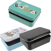 HANABASS 3Pcs Tinplate Storage Box Cards Case with Hinged Lid for Organizing Game Cards Trading Cards Compact Convenient Design for Travel