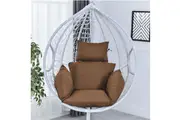 Egg Chair Hanging - White Basket & Brown Cushion