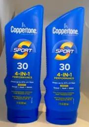 Coppertone Sport Sunscreen Lotion, 4-In-1 SPF 30, 7 fl oz 2-PACK EXP 2026