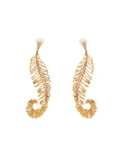Marni Curved Feather Earrings One size golden