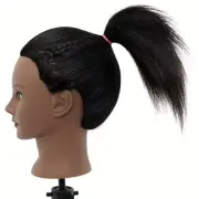 100% Real Hair Mannequin Head 18Inch Braided Mannequin Head with Small Stand, Sy