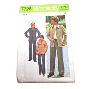Simplicity 7726 VTG Mens Jacket Trousers Pants Sz 38 Pattern UC FF