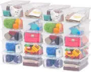 USA 6 Qt Clear Storage Box, Bpa-Free Plastic Stackable Bin with Li..., 20 Pack