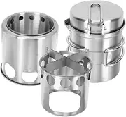 Abaodam 1 Set Portable Camping Cooking Pot Set Stainless Steel Outdoor Stove Cooking Gear for Hiking Fishing Barbecue Lightweight Non Stick Cookware for Outdoor Adventures
