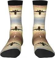 [EdWal] Soft Airplane print Moisture Wicking Socks Sports Socks for Men and Women Warm thermal Boot Hiking Socks