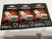 Lot of 03 SAMSUNG EVO Plus 128GB MicroSD Micro Flash Memory Card w/ SD Adapter !