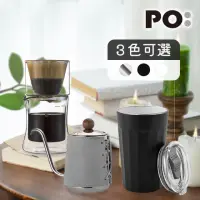 在飛比找momo購物網優惠-【PO:】不鏽鋼陶瓷塗層保溫咖啡杯組(手沖壺-灰/棱角保溫杯