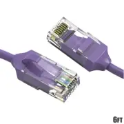 6FT CAT6 RJ45 Slim Ethernet LAN Network Patch Cable UTP Copper Wire 28AWG Purple