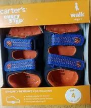 NEW Carter's Every Step Navy Basketball STAGE 3 Walk Shoes Sandals Sz 4 12-18 mo
