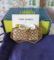 Tory Burch Hexagon Logo Earrings