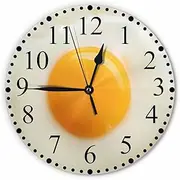 KEEPSUPER Fried Egg Wall Clock Clock 10 Inch Silent Non-Ticking Clocks Battery Operated for Home Living Laundry Room Kitchen Bedroom Office