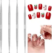 4Pcs Nail Dotting Tool, 8 Different Sizes Rhinestone Picker Pen, Professional Ball Double-Ended Design Nail Tools, Dot Diamond Pattern Stainless Steel Gem Jewel Pickup Tool Applicator
