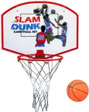 Wooden Basketball Hoop 12" Rim, Wall Mounted with Ball and Nylon Net