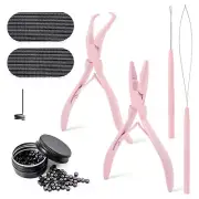 I-Tip Hair Extensions Microlinks Kit, Opening & Closer Pliers 200PCS Micro Beads