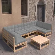 Generic 7 Piece Garden Lounge Set with Cushions Solid Pinewood,3077179