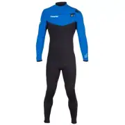 HYPERFLEX Men's 4/3 mm VYRL Chest-Zip Wetsuit - Black/Blue - Size Meduim Large