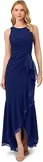 [Adrianna Papell] Women's Ruffle Crepe Halter Gown