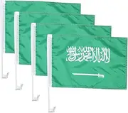CHILDWEET Saudi Arabia Flag Car Flagpole Auto Window Clip Pole Flag for National Day Celebrations Outdoor Decor