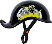 Motorcycle Half Helmet Retro Open Face Helmet Vintage Skull Cap Half Helmet Dovetail Front and Rear Wear Men Women Four Seasons Half Helmet DOT Certification Moped