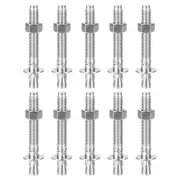 10Pcs 3/8" x 3-3/4" Wedge Anchors Good for Cement and Concrete Wall Silver