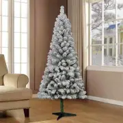 6 ft Flocked Pine Artificial Christmas Tree 378 PVC Tips Tree Stand Included