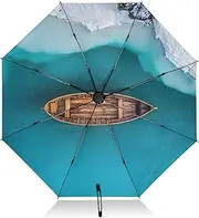 [PDZRMY] Boat Blue Winter UV Protection Travel Umbrella Compact for Rain and Sun - Auto Open and Close UPF 50+ Windproof Portable 46” Sun Umbrella for Women and Men