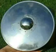 Medieval Round Shield Armor Knight Metal Steel Battle worn shield 22" Silver