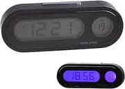 Car Dashboard Clock, 2 in 1 Digital Clock Temperature Gauge Luminous, Electronic Gauge Adhesive Watch, Time Meter with LED Display for Vehicle Dashboard & Air Vent