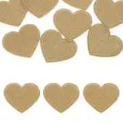 16Pcs Iron on Heart Patches Sew on Heart Embroidered Patches, 40mm Khaki