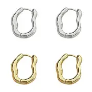 Vintage Geometric Shaped Ear Rings Irregular Hoop Earrings Versatile Ornaments