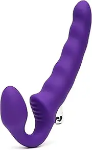 Lovehoney Posable Strapless Strap On Dildo for Women | 6 Inch Silicone Rippled Double Ended Dildo Vibrator for Couples | Rechargeable Bullet Vibrator with 10 Modes | Textured Clit Stimulator Sex Toy