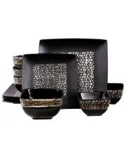 Elama Naina 16pc Double Bowl Stoneware Dinnerware Set