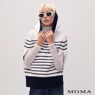 【MOMA】橫條紋斗篷式針織毛衣(白色)