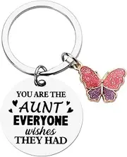 [YangQian] Aunt Gifts for Women Auntie Gifts for Women Aunt Birthday Gifts for Aunts Aunty You Are The Aunt Everyone Wishes They Had Keychain with Butterfly Charm