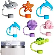 6PCS Straw Cover Cap for Stanley Cup, Silicone Sea Animal Straw Topper for Stanley 30&40 Oz Tumbler with Handle, 10mm 0.4in Dust-Proof Reusable Straw Tips Lids. (Color 4)