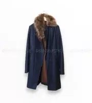 Brunello Cucinelli Cashmere Fur Coat Jacket Women's Blue Brown Size IT 42 M 6