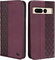 CXTCASE Case for Google Pixel 7 Pro, Shockproof PU Leather Flip Folio Cover with Card Slots, Magnetic Wallet Case for Google Pixel 7 Pro, Wine Red