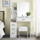 Vanity Desk Makeup Vanity Set With Lighted Mirror &Storage Box Dressing Table