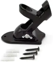Heavy-Duty Aluminum Flag Pole Holder Mounting Bracket - 2-Position Wall Black
