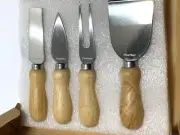 4 PCS Cheese Knife Set Charcuterie Board Utensils Wood Handle Stainless Steel
