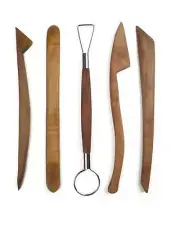 5 Wooden Pottery Shaping & Ribbon Cutting Sculpting Tools Boxwood Clay Ceramic